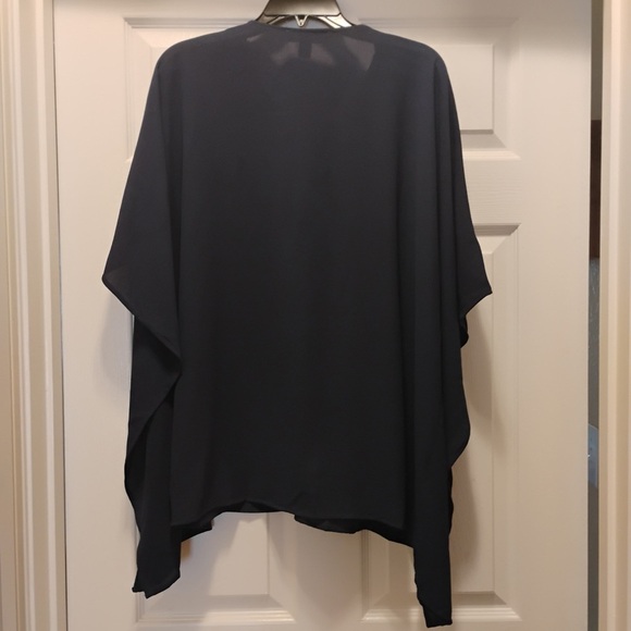 Michael Kors Navy Poncho with Tie Front Oversized Loose Gold Accents Size L/XL - Picture 6 of 6